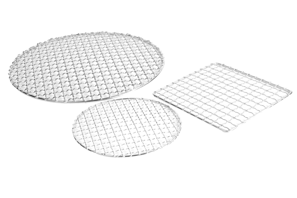 Outdoor camping circular portable woven stainless steel barbecue mesh